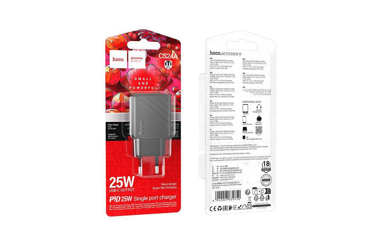 Сетевое зарядное устройство USB-C HOCO CS24A PD 25W (черный)