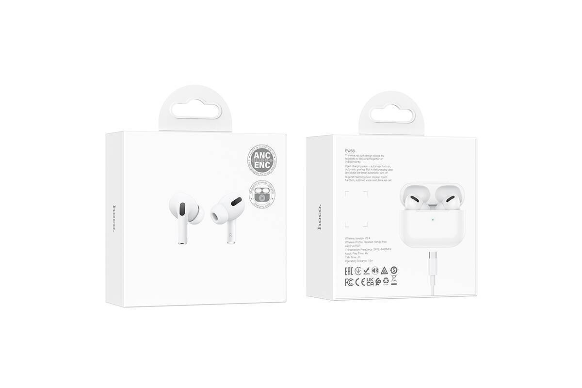 Наушники вакуумные беспроводные HOCO EW68 true wireless BT headset ANC (белый)