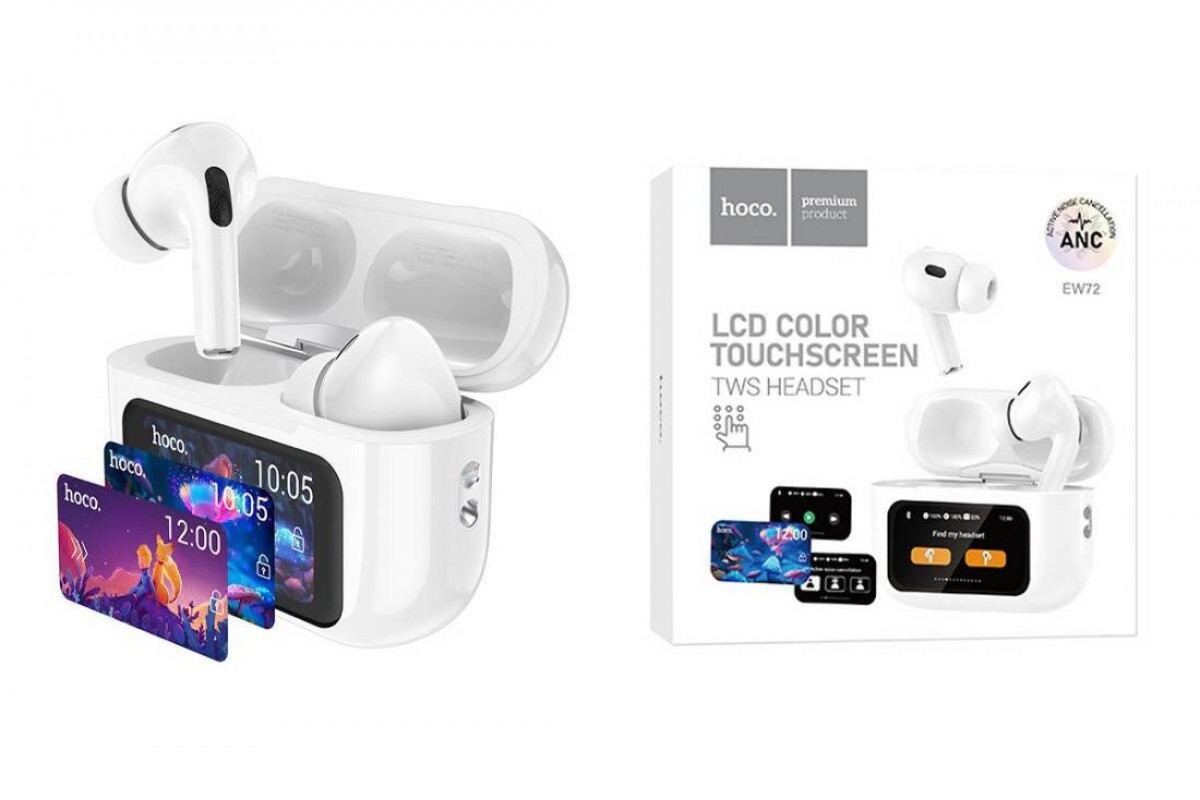 Наушники вакуумные беспроводные HOCO EW72 Soar true wireless ANC Noise Reduction touch screen BT headset (черный) с дисплеем