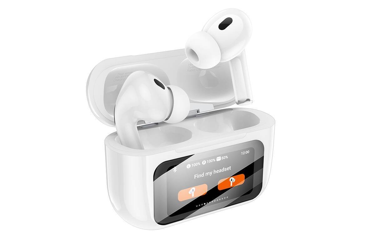 Наушники вакуумные беспроводные HOCO EW72 Soar true wireless ANC Noise Reduction touch screen BT headset (черный) с дисплеем