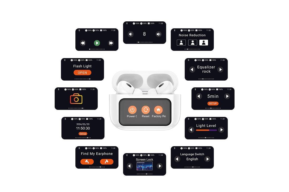 Наушники вакуумные беспроводные HOCO EW72 Soar true wireless ANC Noise Reduction touch screen BT headset (черный) с дисплеем