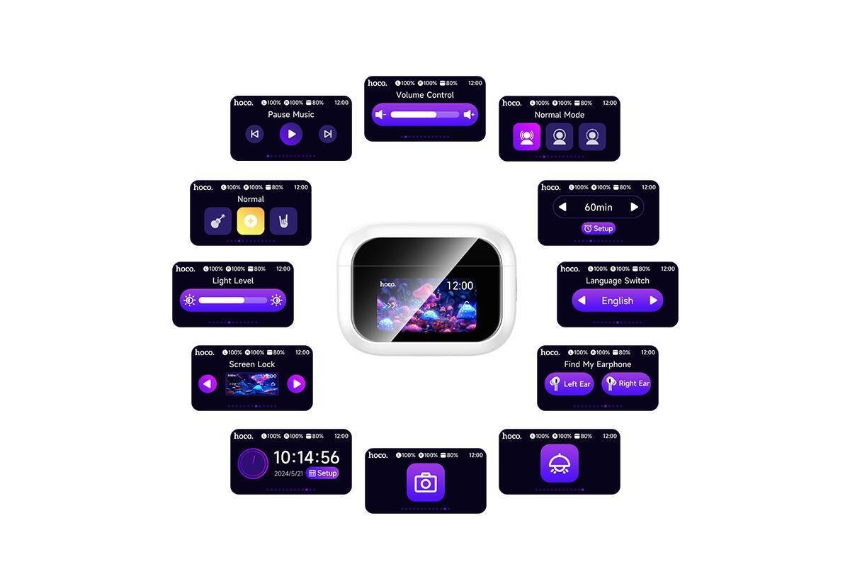 Наушники вакуумные беспроводные HOCO EW79 Bright беспроводная BT гарнитура с ANC и сенсорным экраном (белый)