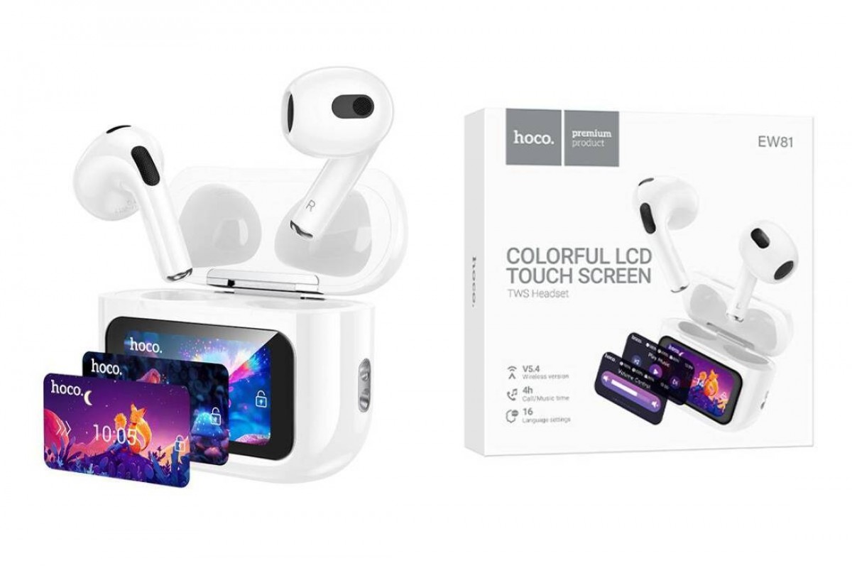 Наушники вакуумные беспроводные HOCO EW81 True wireless stereo headset (белый) с дисплеем
