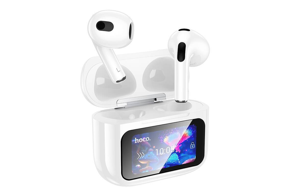 Наушники вакуумные беспроводные HOCO EW81 True wireless stereo headset (белый) с дисплеем