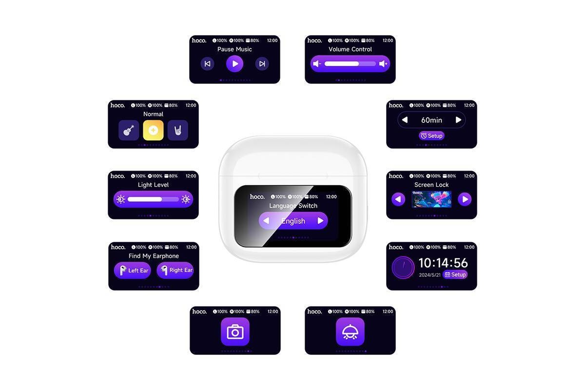 Наушники вакуумные беспроводные HOCO EW81 True wireless stereo headset (белый) с дисплеем