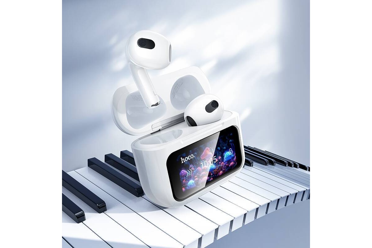 Наушники вакуумные беспроводные HOCO EW81 True wireless stereo headset (белый) с дисплеем