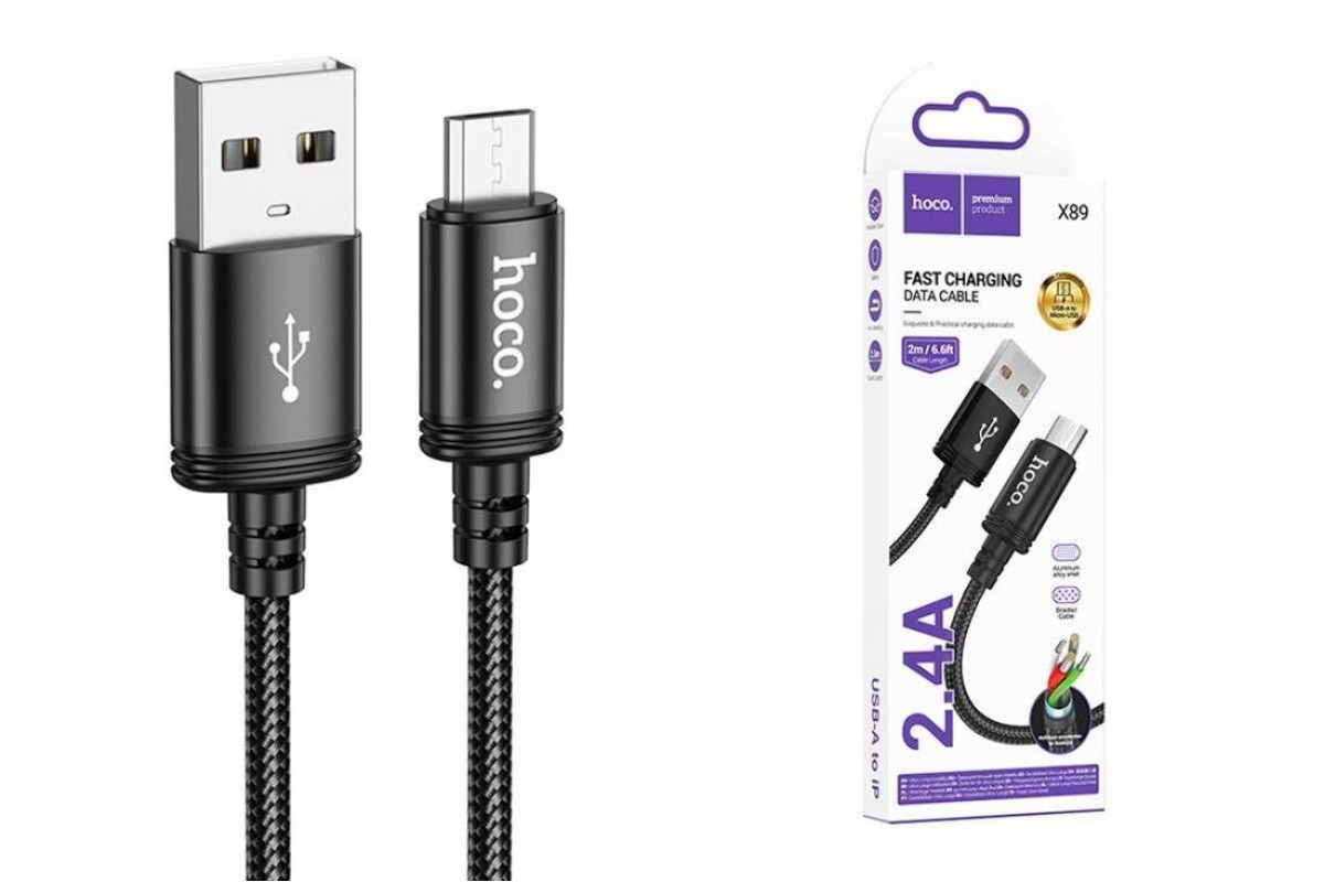 Кабель USB - MicroUSB HOCO X89 (черный) 2м