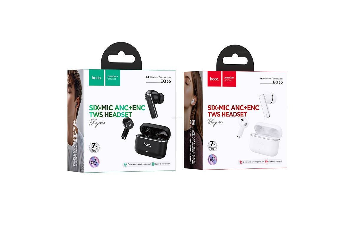 Наушники вакуумные беспроводные HOCO EQ35 Rhyme true wireless ANC+ENC six microphones noise reduction BT headset(App) (черный)