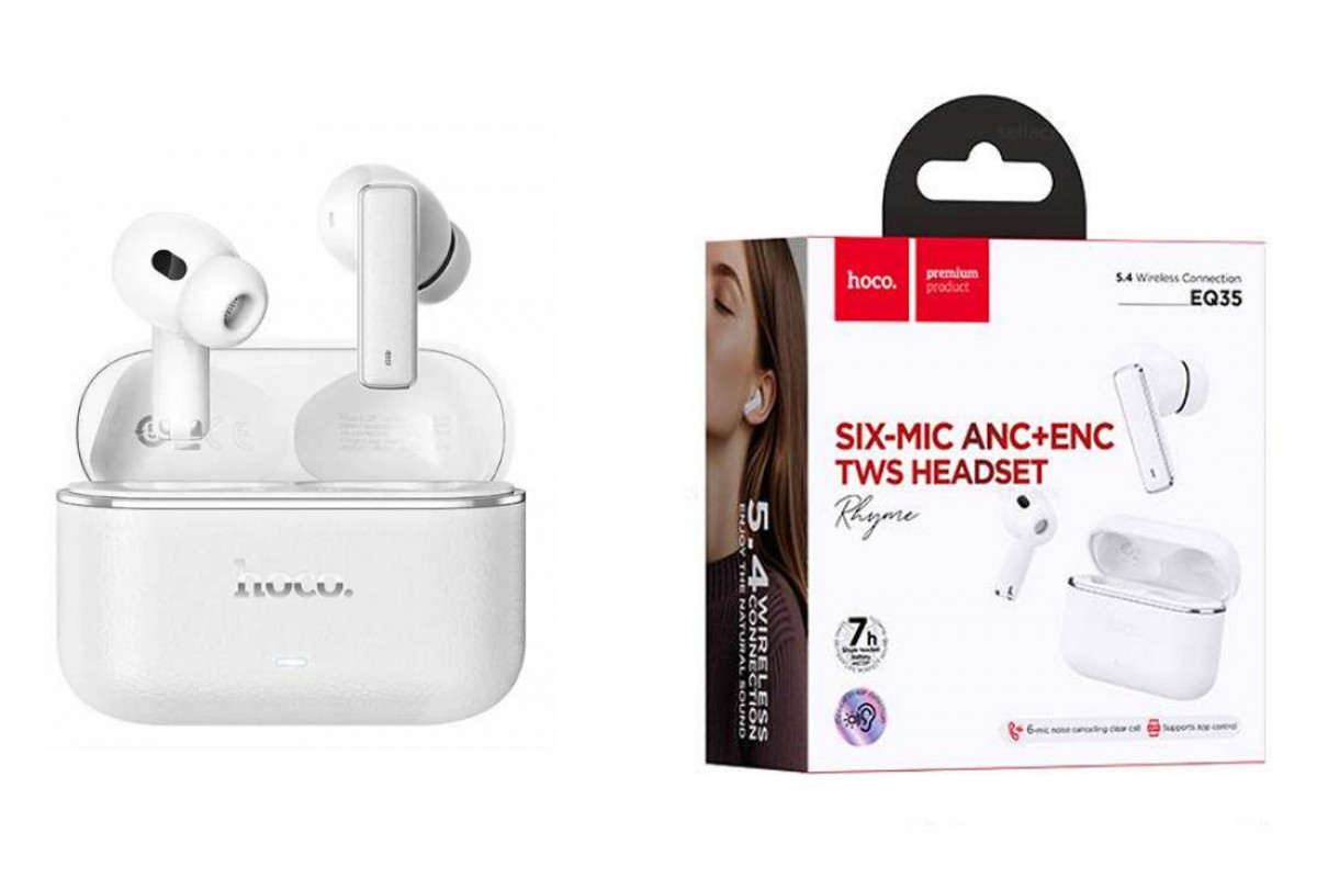Наушники вакуумные беспроводные HOCO EQ35 Rhyme true wireless ANC+ENC six microphones noise reduction BT headset(App) (белый) Наушники вакуумные беспроводные HOCO EQ35 Rhyme true wireless ANC+ENC six microphones noise reduction BT headset(App) (белый)