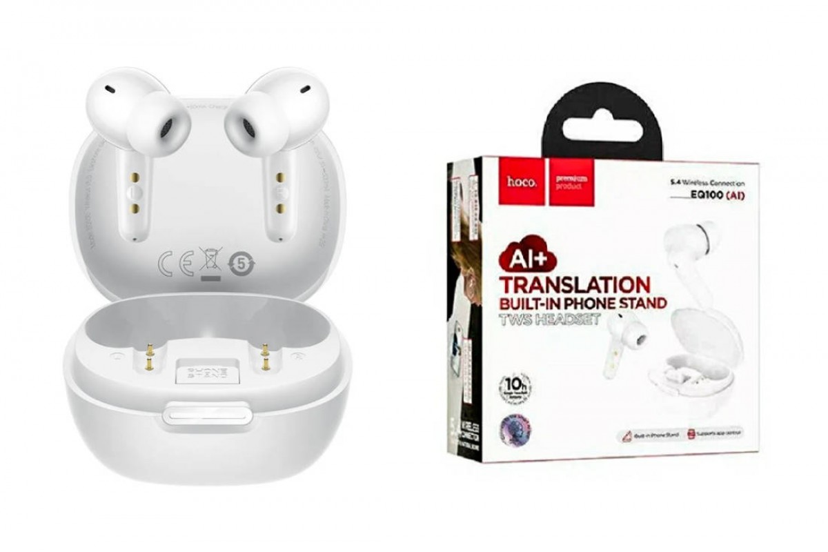 Наушники вакуумные беспроводные HOCO EQ100 Intelligent AI translation headset(App) (белый) Наушники вакуумные беспроводные HOCO EQ100 Intelligent AI translation headset(App) (белый)