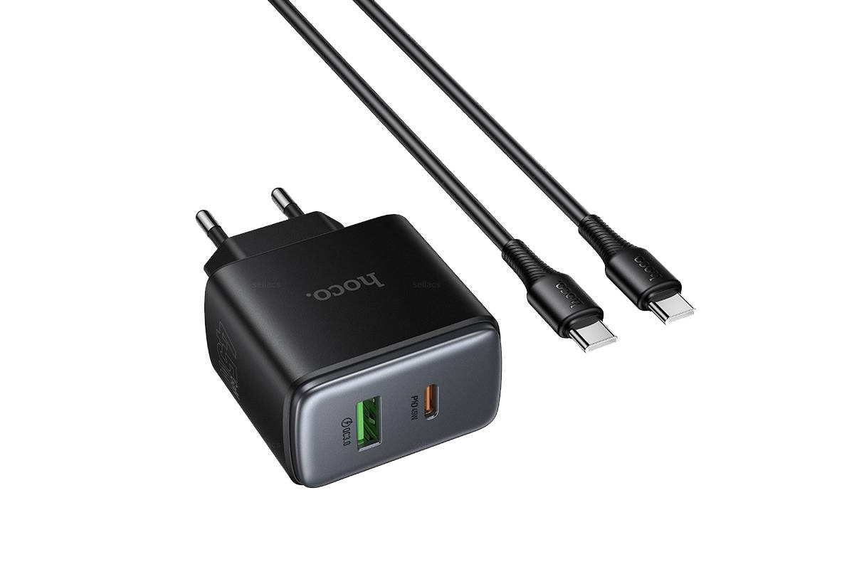 Сетевое зарядное устройство USB-C + кабель Type-C HOCO C158A Upgrade PD45W(1C1A) charger set (черный)