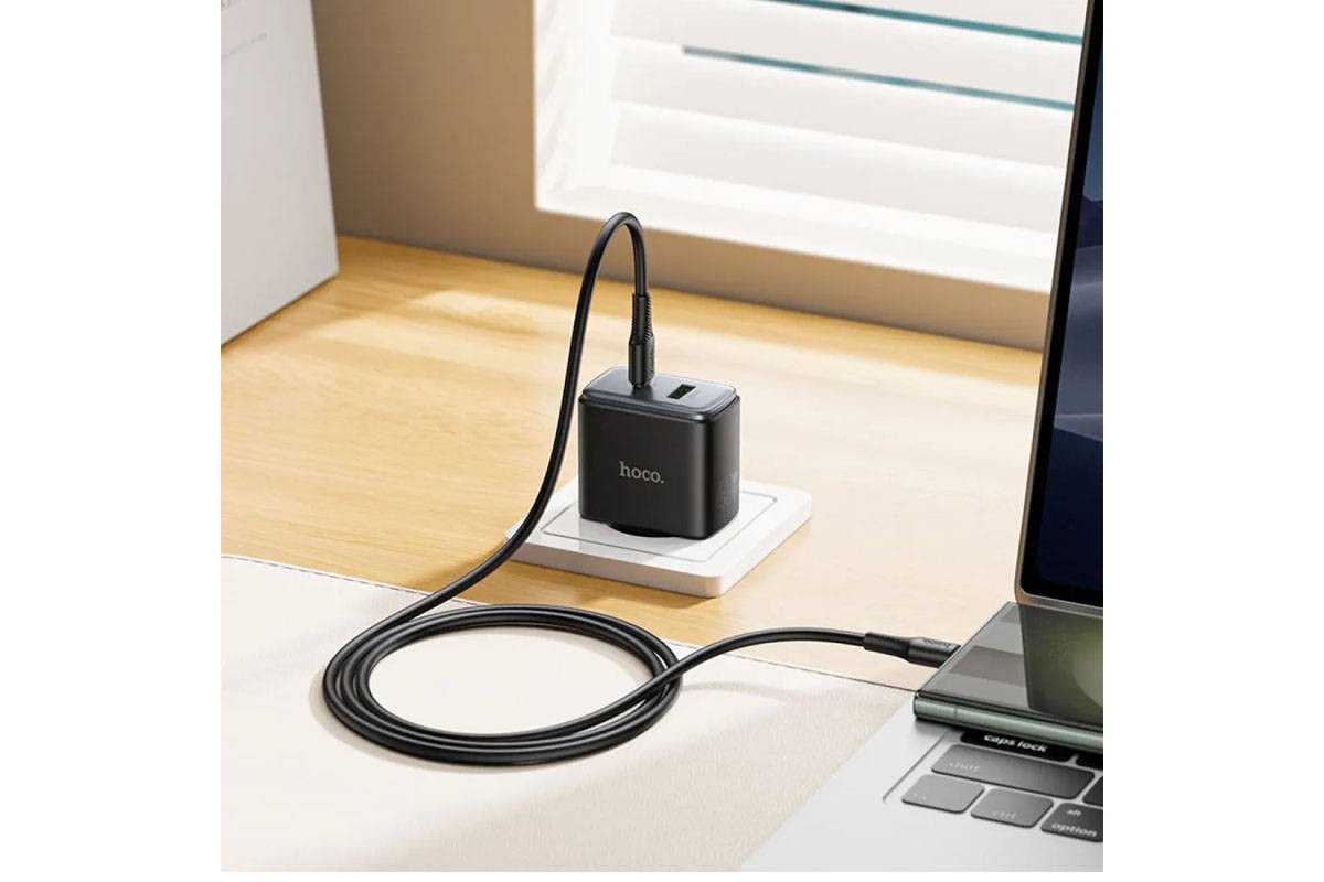 Сетевое зарядное устройство USB-C + кабель Type-C HOCO C158A Upgrade PD45W(1C1A) charger set (черный)